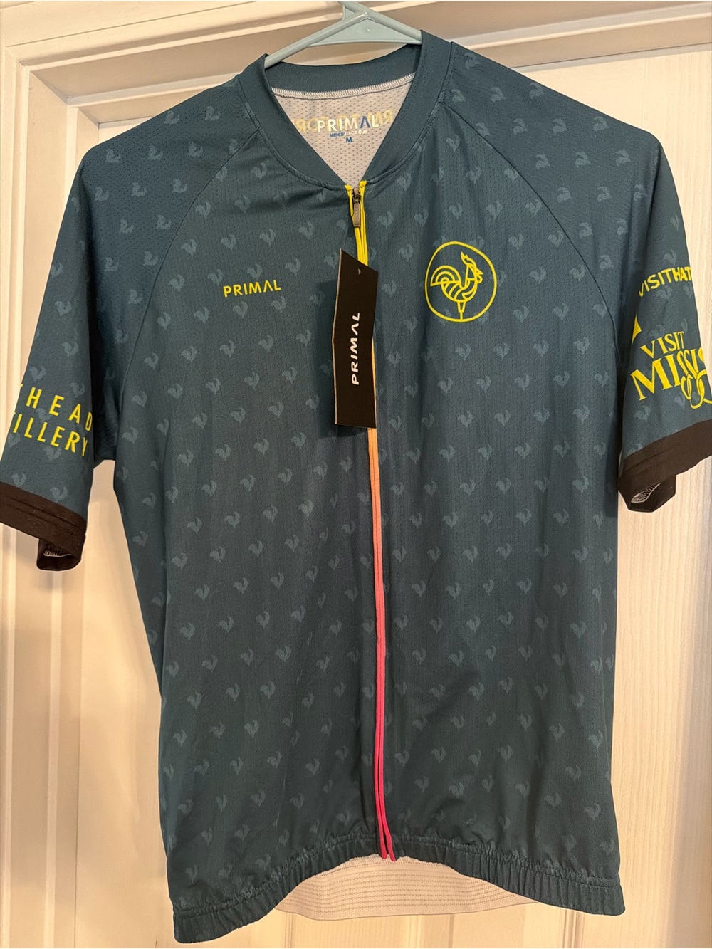 Primal Men’s Teal Cycling Jersey with Yellow Accents